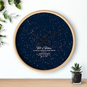 Personalized Star Night Sky on Wall Clock | Personalized First Birthday | Custom Gift For Wife Or Husband | Unique Gift Ideas Constellation