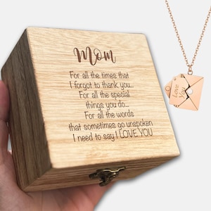 Mutter Wertschätzung Geschenk-Set Halskette Gravierte Holz-Geschenk-Box für den Tag der Mutter Schönes einzigartiges Geschenk für Mama All die Dinge, die Sie tun Besonderes