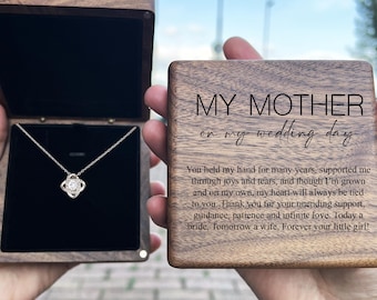 To My Mother On My Wedding Day Gift Set Necklace Gift Box Engraved Sentimental Message Bride Mom Gift For Mother From Daughter Jewelry