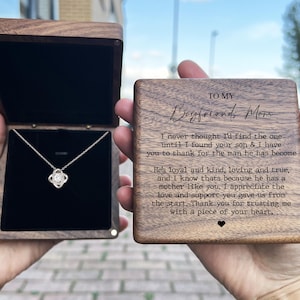 Colar de presente para a mãe do meu namorado, joias em madeira, lindo conjunto de presente para a sogra, presente exclusivo com mensagem gravada para a sogra
