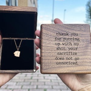 Presente engraçado de aniversário para esposa, presente de aniversário de casamento, presente de aniversário para namorada, presente para esposa e namorada, caixa de colar de madeira