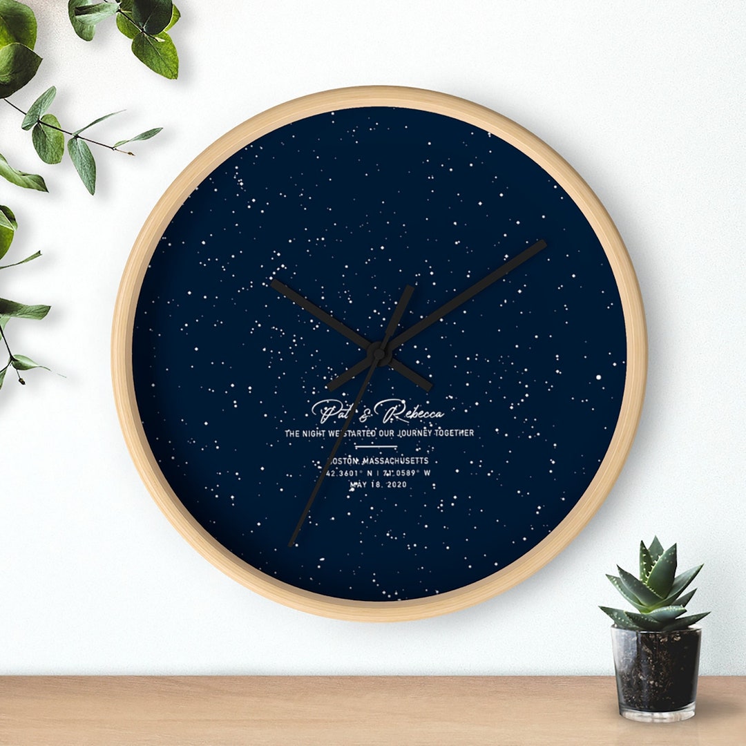 Reloj de pared personalizado con cielo estrellado nocturno Primer