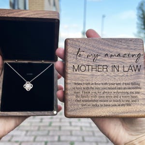 Para mi suegra en el día de mi boda Juego de regalo Collar Caja de regalo Mensaje sentimental grabado Regalo para suegra de parte de la novia Hija