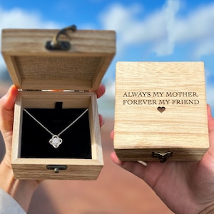 Siempre mi madre para siempre mi amigo conjunto de regalo conjunto de joyas collar en caja de madera mensaje grabado para mamá regalo único carta de amor a mamá