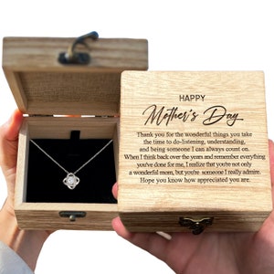 Set regalo per la festa della mamma da figlia, figlio, regalo per la mamma, collana di gioielli con scatola regalo con biglietto di auguri, messaggio di apprezzamento, regalo per la mamma incisa