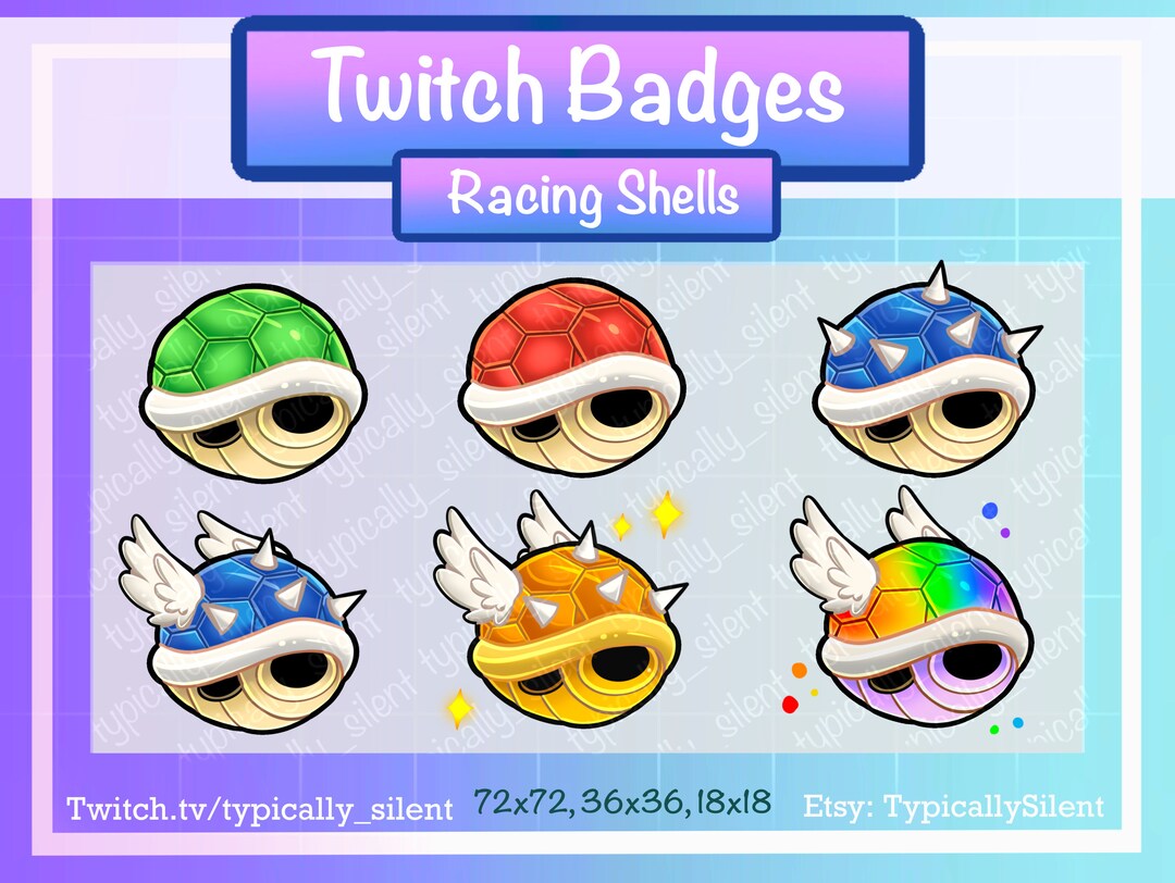 Shell Racing Badge Turtle Shell Twitch Badges/koopa Shell, Mario Kart Racing, Sub & Bit ...