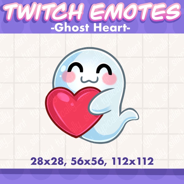 Kawaii Ghost Heart Emote/ Cute Halloween Spooky Emotes/ Ghost Love emoji for Twitch & Discord