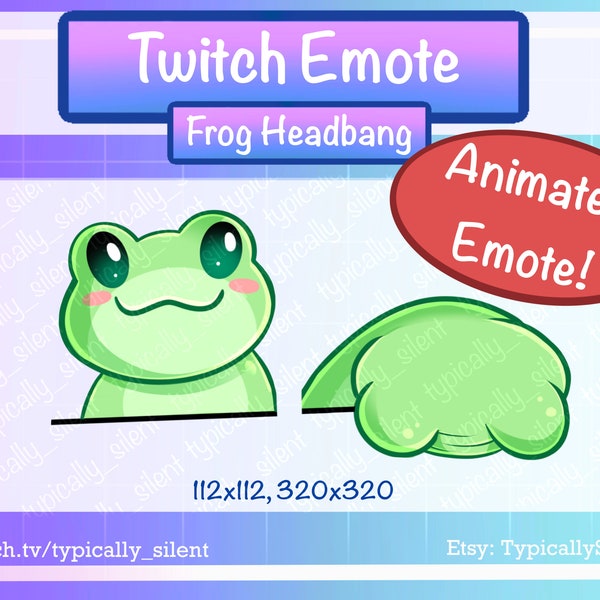 Animated Frog Emote For Twitch, Discord, Toad Facepalm, Slam, Headbang, Bonk, Cat Jam Meme--Cute Kawaii Ribbit Froggy Dance