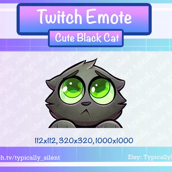 ANIMATED Twitch Emotes Black Cat Begging Big Eyes Please / Green eye / Kitten / Cats/ emoji / Discord / Kitty / Cute