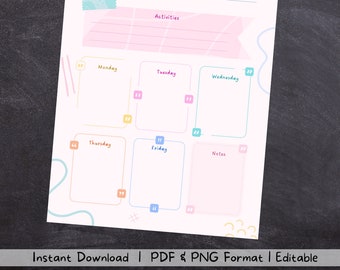 Weekly Lesson Plan Template | Colorful | PDF & PNG Format