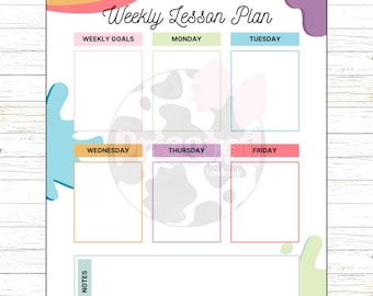 Lesson Planner Template | Weekly Lesson Planner |  PDF & PNG Format