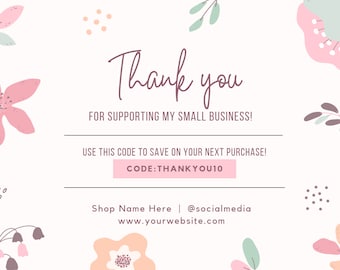 Thank You Postcard Template | Editable PDF | Small Biz Supplies