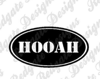 Army Hooah Vinyl Decal for Car, Truck, Van, Window, Phone, Laptop any non porous smooth surface. Various Sizes & Colors.