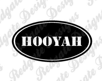 Air Force Hooyah Vinyl Decal for Car, Truck, Van, Window, Phone, Laptop any non porous smooth surface. Various Sizes & Colors.