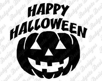 Happy Halloween Pumpkin Vinyl Decal for Car, Truck, Van, Window, Phone, Laptop any non porous smooth surface. Various Sizes & Colors.