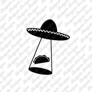 Ufo Taco Vinyl Decal for Car, Truck, Van, Window, Phone, Laptop any non porous smooth surface.