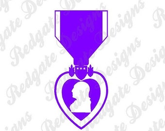 Purple Heart Vinyl Decal for Car, Truck, Van, Window, Phone, Laptop any non porous smooth surface. Various Sizes & Colors.