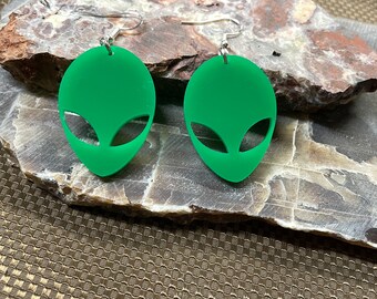 Laser cut Acrylic Alien head earrings