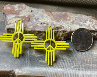 Laser cut acrylic Zia with Peace Symbol & 925 Sterling Silver hooks