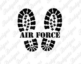 Air Force Boots Vinyl Decal for Car, Truck, Van, Window, Phone, Laptop any non porous smooth surface. Various Sizes & Colors.