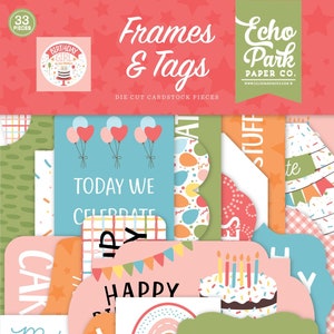 Birthday Girl Collection from Echo Park Frames and Tags for Scrapbooking, Cardmaking, or Paper Crafts