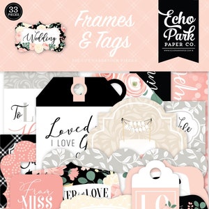 "Hochzeitskollektion von ""Echo Park"", Rahmen und Anhänger für Scrapbooking, Kartenherstellung oder Papierkunst."
