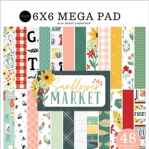 Sunflower Market Carta Bella 6x6 Mega Paper Pad for Scrapbooking, Cardmaking, or Paper Crafts