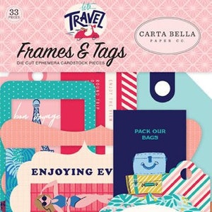 Let's Travel Carta Bella Frames and Tags for Scrapbooking, Cardmaking, or Paper Crafts