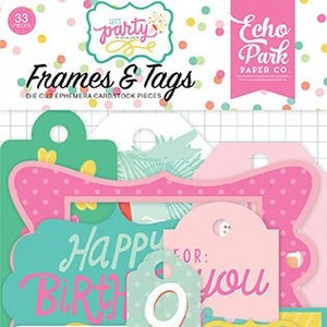 Let's Party Echo Park Frames and Tags for Scrapbooking, Cardmaking, or Paper Crafts