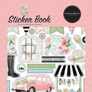 Flower Garden Carta Bella Sticker Book for Scrapbooking, Cardmaking, or Paper Crafts