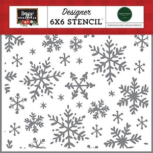 Happy Christmas Carta Bella Happy Snowflakes Stencil for Scrapbooking, Cardmaking, or Paper Crafts