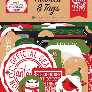 Have a Holly Jolly Christmas Collection from Echo Park Frames and Tags for Scrapbooking, Cardmaking, or Paper Crafts