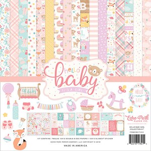 Hello Baby Girl Collection for Scrapbooking, Cardmaking, or Paper Crafts