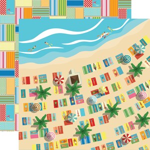 Summer Splash Carta Bella Collection 2 sheets of Seaside Paper for Scrapbooking, Cardmaking, or Paper Crafts