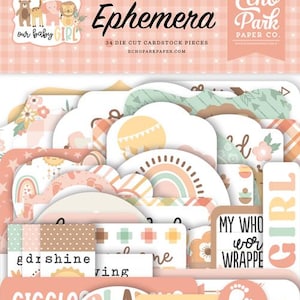 Unsere Baby Girl Ephemera Kollektion bildet die Rahmen und Tags für Scrapbooking, Kartenherstellung oder Papierkunst