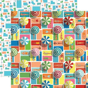 Summer Splash Carta Bella 2 Sheets of Fun in the Sun Paper for Scrapbooking, Cardmaking, or Paper Crafts