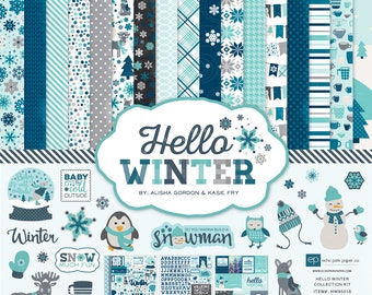 Hello Winter Collection for Scrapbooking, Cardmaking, or Paper Crafts