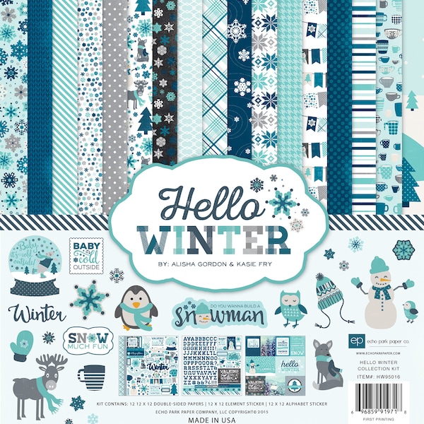 Hello Winter Collection for Scrapbooking, Cardmaking, or Paper Crafts