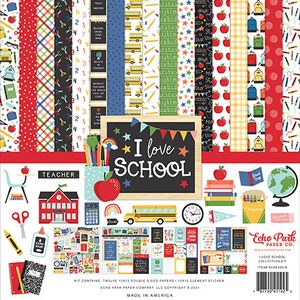 I Love School Echo Park Collection for Scrapbooking, Cardmaking, or Paper Crafts