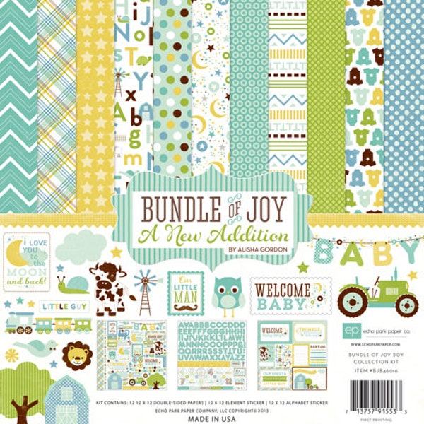 Bundle of Joy Boy A New Addition Echo Park Collection for Scrapbooking, Cardmaking, or Paper Crafts