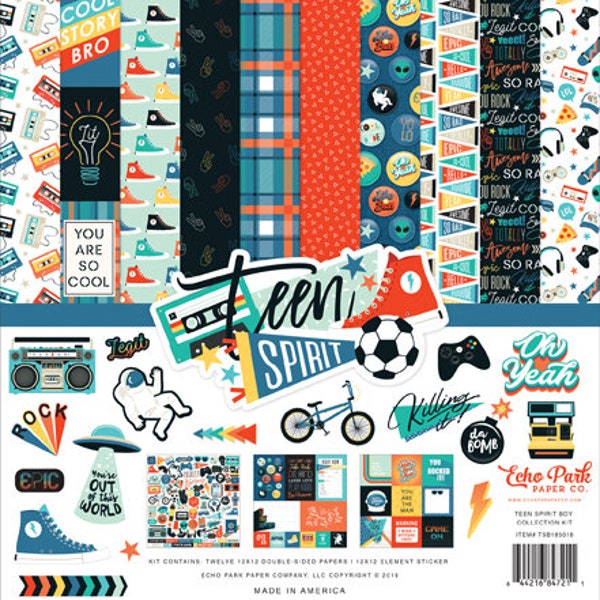 Echo Park Teen Spirit Boy Collection for Scrapbooking, Cardmaking, or Paper Crafts