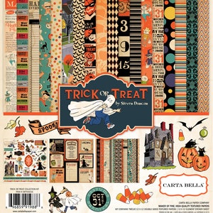 Trick or Treat Carta Bella Collection for Scrapbooking, Cardmaking, or Paper Crafts