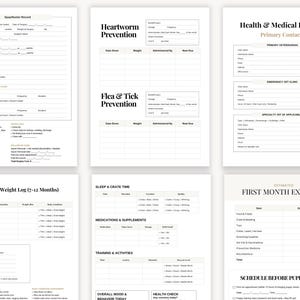 New puppy care binder printable designed for first-time dog owners with guided puppy development timelines, crate training tips, socialization strategies, grooming logs, and vet records. Helps ensure consistency, safety, and confidence during the most important stages of puppyhood.