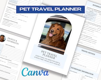 Pet Travel Planner | Dog & Cat Organizer Canva Template (Digital Download)