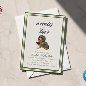 Dachshund Dog Birthday Invite Weenies and Wine Canva Invitation 5x7