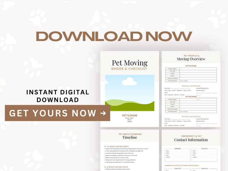 Pet Moving Binder Template Canva Checklist Planner Digital Photo Inspiration