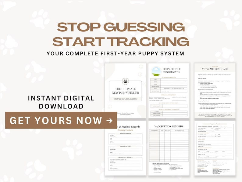 New Puppy Binder Pet Planner Dog Records Vet Record Canva Template Digital and Printable image 8