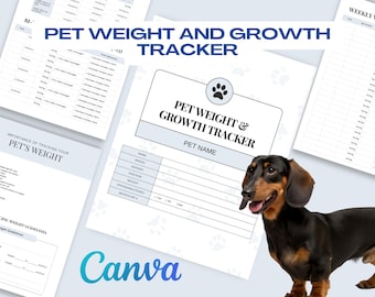 Pet Binder Weight Tracker Planner Dog Journal Health Log Canva Template