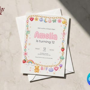 Editable Charm Bar Birthday Invitation: Tween Teen Jewelry Making Party (Digital Download)