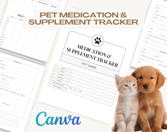 Pet Medication Tracker | Dog Cat Supplement Schedule (Digital Download)